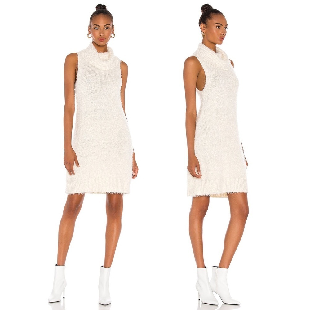 SHOW ME YOUR MUMU | Bohemian Fauna Dress Fuzzy in Cream Knit | Size Extra Small